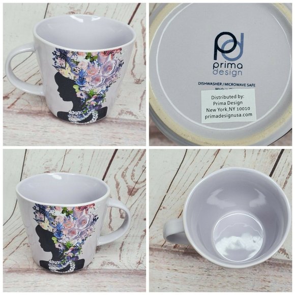 Prima Design Violet Women Silhouette Floral Hairpiece Graphic Design 4"x4" Mug - Picture 2 of 12